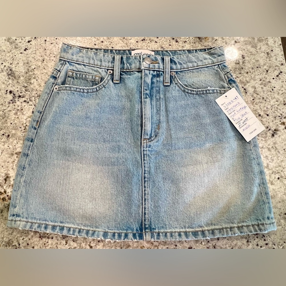 Sneak Peek Light Vintage Denim Mini Skirt